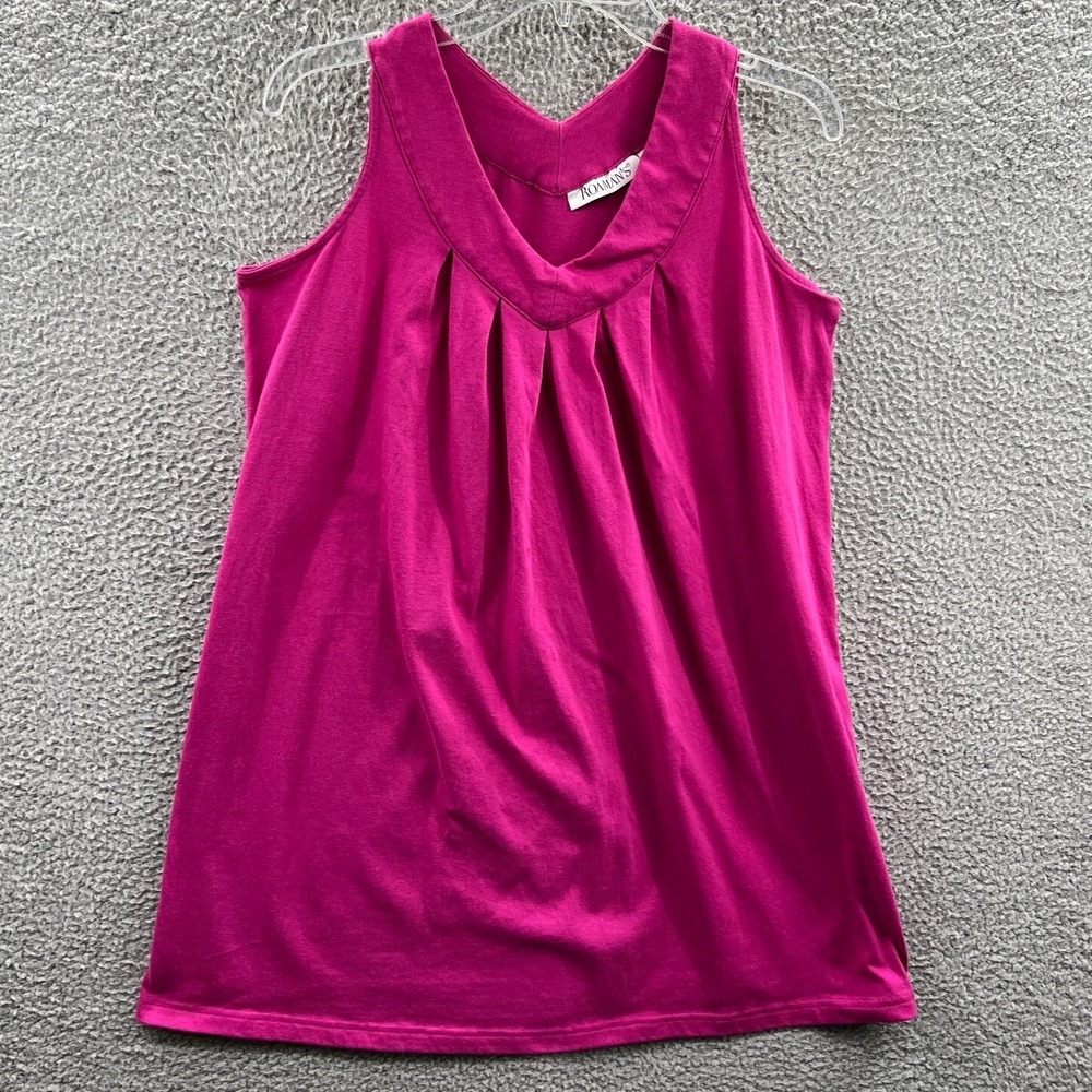 Roamans Womens Sleeveless Top S Pleated Neck Minimalist Casual Flowy Relaxed‎